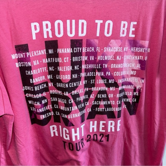 LUKE BRYAN Pink Unisex "Proud to Be Right Here" TOUR 2021 Concert T-Shirt Sz Med - Picture 7 of 7